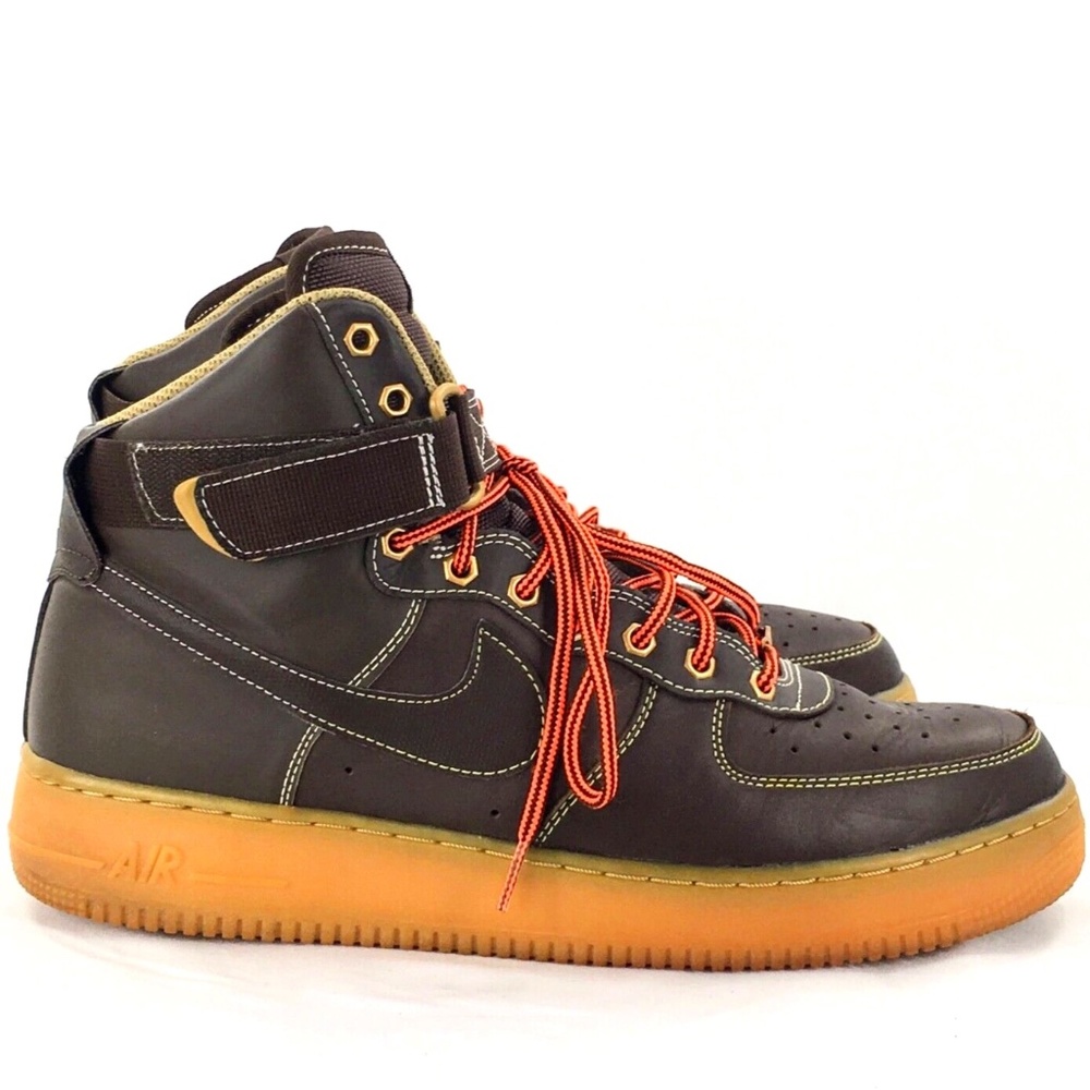 Nike Air Force 1 High Brown Leather Winter Workboot Pack Gum Sole Sz 12 - Picture 1 of 11